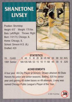 1991 Front Row Draft Picks - Gold #38 Shawn Livsey Back