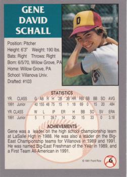 1991 Front Row Draft Picks - Silver #6 Gene Schall Back