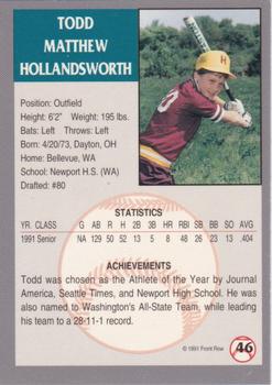 1991 Front Row Draft Picks - Silver #46 Todd Hollandsworth Back