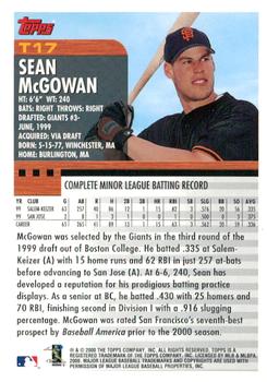 2000 Topps Traded & Rookies #T17 Sean McGowan Back