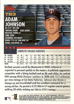 2000 Topps Traded & Rookies #T83 Adam Johnson Back