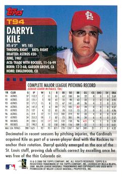 2000 Topps Traded & Rookies #T94 Darryl Kile Back