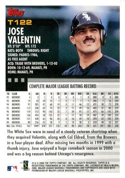 2000 Topps Traded & Rookies #T122 Jose Valentin Back