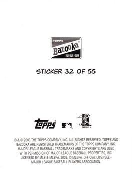 2003 Bazooka - 4-on-1 Stickers #32 Pat Burrell / Andruw Jones / Cliff Floyd / Garret Anderson Back