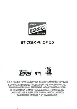 2003 Bazooka - 4-on-1 Stickers #41 Shannon Stewart / Brian Jordan / Luis Gonzalez / Juan Gonzalez Back