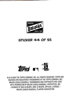 2003 Bazooka - 4-on-1 Stickers #44 Sean Casey / Aaron Boone / Jacque Jones / Michael Restovich Back