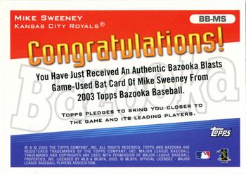 2003 Bazooka - Blasts Relics #BB-MS Mike Sweeney Back