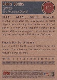 2003 Bazooka - Minis #100 Barry Bonds Back