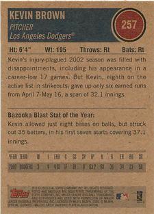 2003 Bazooka - Minis #257 Kevin Brown Back