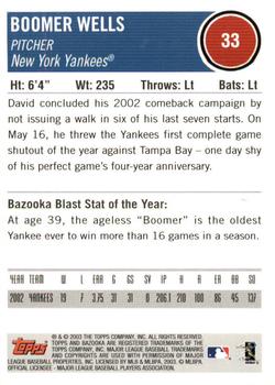 2003 Bazooka - Silver #33 David Wells Back