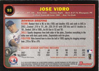 2003 Bowman - Gold #93 Jose Vidro Back