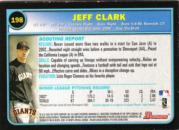 2003 Bowman - Gold #198 Jeff Clark Back