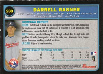 2003 Bowman - Gold #288 Darrell Rasner Back