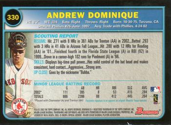 2003 Bowman - Gold #330 Andrew Dominique Back