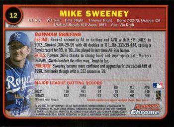 2003 Bowman Chrome - Refractors #12 Mike Sweeney Back
