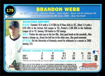2003 Bowman Chrome - Refractors #179 Brandon Webb Back