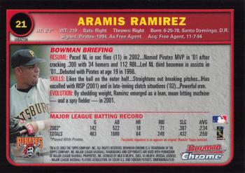 2003 Bowman Chrome - X-Fractors #21 Aramis Ramirez Back