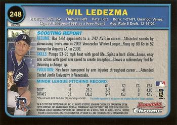 2003 Bowman Chrome - X-Fractors #248 Wilfredo Ledezma Back