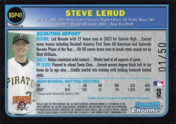 2003 Bowman Draft Picks & Prospects - Chrome Gold Refractors #BDP49 Steve Lerud Back