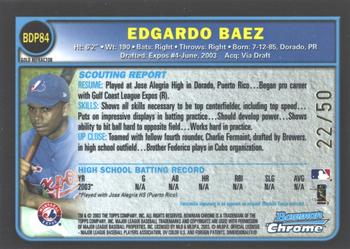 2003 Bowman Draft Picks & Prospects - Chrome Gold Refractors #BDP84 Edgardo Baez Back