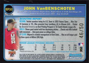 2003 Bowman Draft Picks & Prospects - Chrome Gold Refractors #BDP163 John VanBenschoten Back