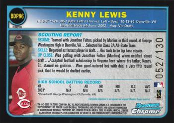 2003 Bowman Draft Picks & Prospects - Chrome X-Fractors #BDP86 Kenny Lewis Back