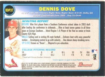 2003 Bowman Draft Picks & Prospects - Gold #BDP37 Dennis Dove Back