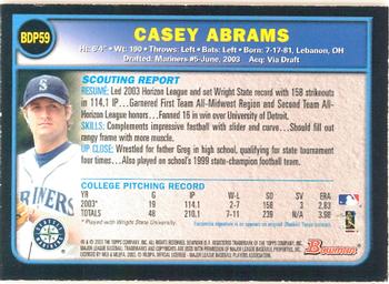 2003 Bowman Draft Picks & Prospects - Gold #BDP59 Casey Abrams Back