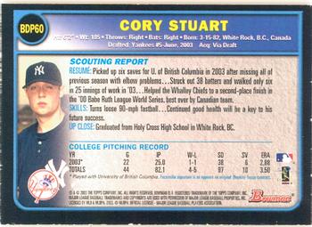 2003 Bowman Draft Picks & Prospects - Gold #BDP60 Cory Stuart Back