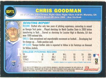 2003 Bowman Draft Picks & Prospects - Gold #BDP71 Chris Goodman Back