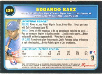 2003 Bowman Draft Picks & Prospects - Gold #BDP84 Edgardo Baez Back