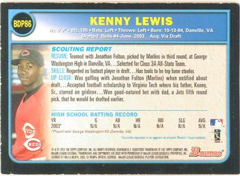 2003 Bowman Draft Picks & Prospects - Gold #BDP86 Kenny Lewis Back