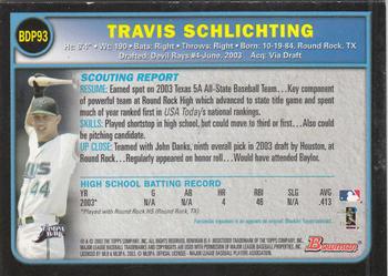 2003 Bowman Draft Picks & Prospects - Gold #BDP93 Travis Schlichting Back
