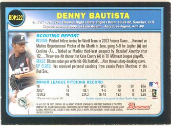 2003 Bowman Draft Picks & Prospects - Gold #BDP122 Denny Bautista Back