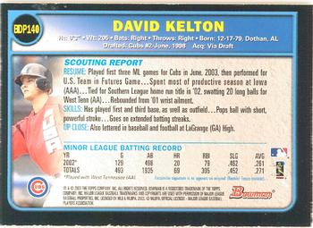 2003 Bowman Draft Picks & Prospects - Gold #BDP140 David Kelton Back