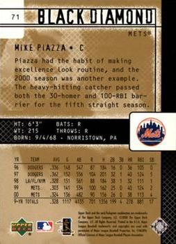 2000 Upper Deck Black Diamond Rookie Edition #71 Mike Piazza Back
