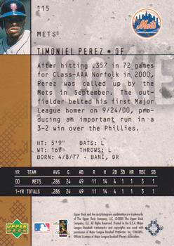 2000 Upper Deck Black Diamond Rookie Edition #115 Timo Perez Back