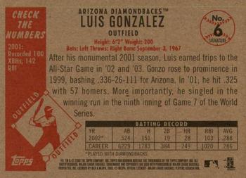 2003 Bowman Heritage - Facsimile Signature #6 Luis Gonzalez Back