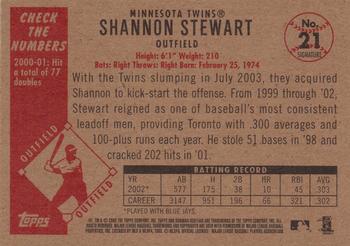 2003 Bowman Heritage - Facsimile Signature #21 Shannon Stewart Back