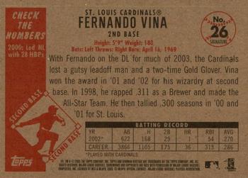 2003 Bowman Heritage - Facsimile Signature #26 Fernando Vina Back