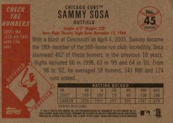 2003 Bowman Heritage - Facsimile Signature #45 Sammy Sosa Back