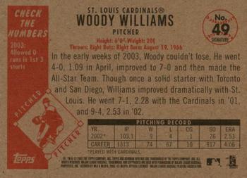 2003 Bowman Heritage - Facsimile Signature #49 Woody Williams Back