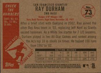 2003 Bowman Heritage - Facsimile Signature #73 Ray Durham Back