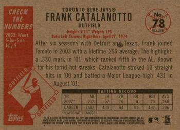 2003 Bowman Heritage - Facsimile Signature #78 Frank Catalanotto Back