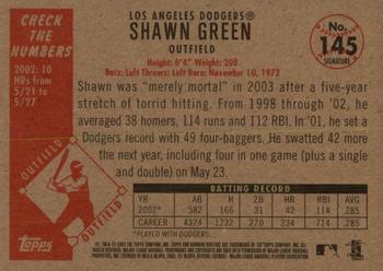 2003 Bowman Heritage - Facsimile Signature #145 Shawn Green Back