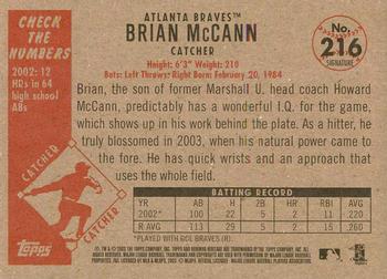 2003 Bowman Heritage - Facsimile Signature #216 Brian McCann Back