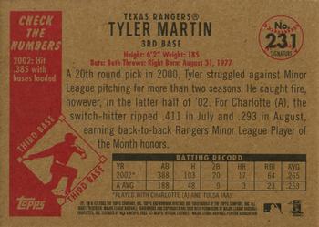 2003 Bowman Heritage - Facsimile Signature #231 Tyler Martin Back