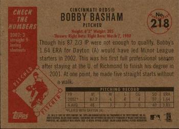 2003 Bowman Heritage - Rainbow #218 Bobby Basham Back