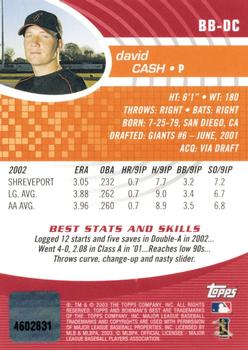 2003 Bowman's Best - Red #BB-DC David Cash Back