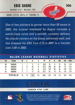 2003 Donruss - Stat Line Career #306 Eric Gagne Back